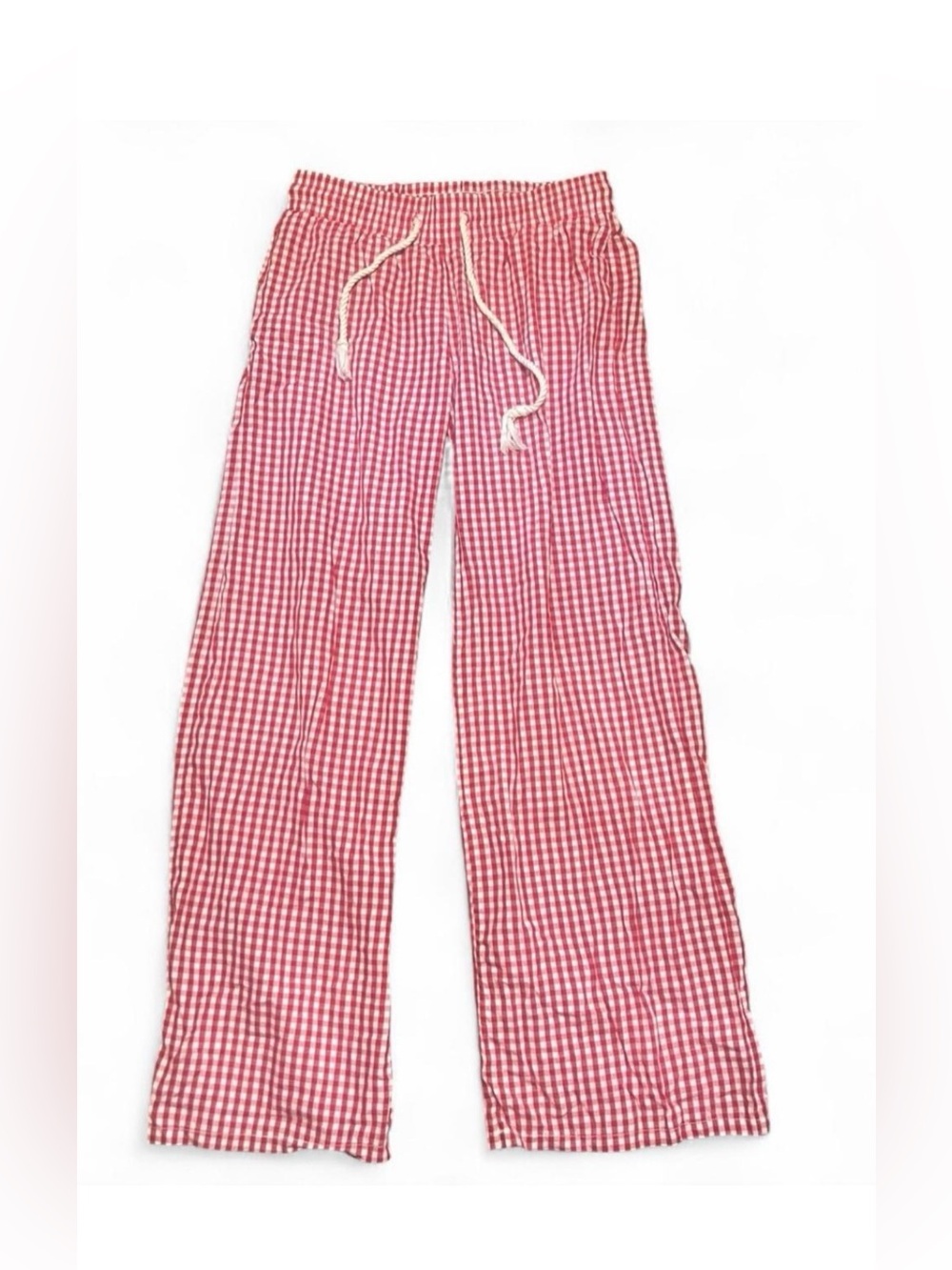 Edikted Red and White Gingham
Drawstring Cotton Blend Wide-leg Pants